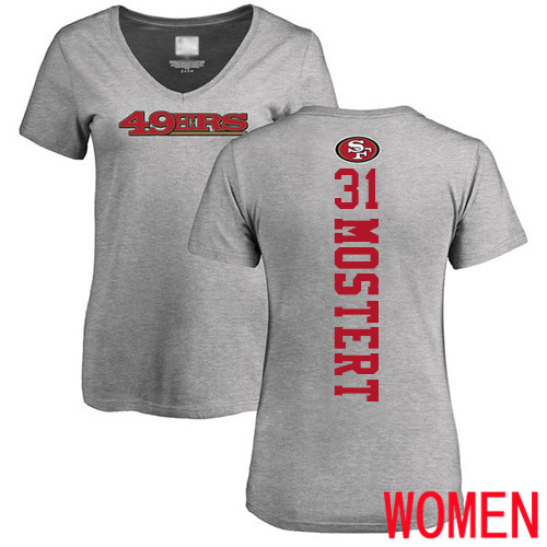 San Francisco 49ers Ash Women Raheem Mostert Backer #31 NFL T Shirt->women nfl jersey->Women Jersey